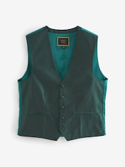 Forest Green Textured Silk Waistcoat - Image 6 of 8