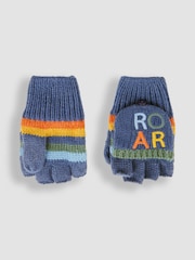JoJo Maman Bébé Indigo Boys' Dinosaur Striped Gloves - Image 2 of 4