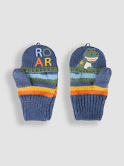 JoJo Maman Bébé Indigo Boys' Dinosaur Striped Gloves - Image 3 of 4