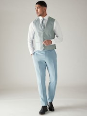 Sage Green Jacquard Leaf Regular Fit Waistcoat - Image 2 of 9