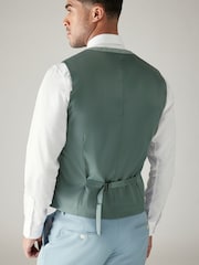 Sage Green Jacquard Leaf Regular Fit Waistcoat - Image 3 of 9