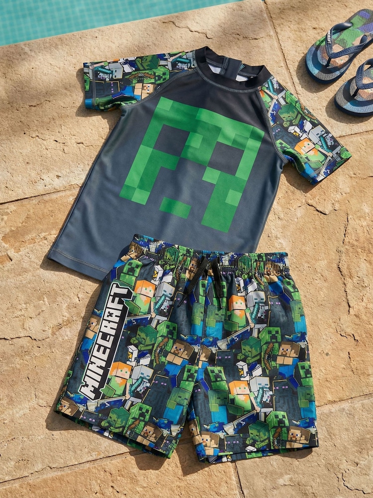 Vanilla Underground Green Minecraft Swim Sunsafe Suit - Image 1 of 3 Vanilla Underground Green Minecraft Swim Sunsafe Suit - Image 1 of 3
