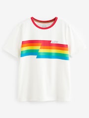 rdeča - Little Bird by Jools Oliver Odrasli 100% Bombaž kratek rokav; s kratkimi rokavi Rainbow črtast; progast majica - Slika 5 iz 6