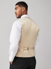 Neutral Brown Regular Fit Textured Silk Waistcoat - Image 2 of 9