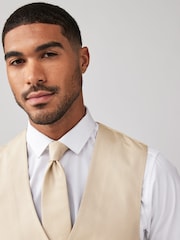 Neutral Brown Regular Fit Textured Silk Waistcoat - Image 3 of 9