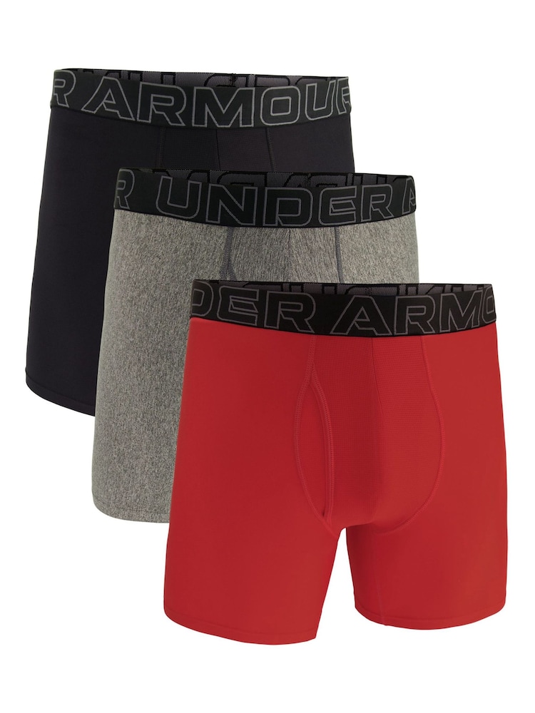 Under Armour Red/Grey Performance Tech Boxers 3 Pack - Image 6 of 7