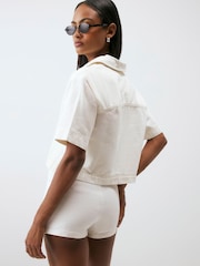 River Island Cream Tolami Short Sleeve Collared Boxy Shirt - Image 2 of 4