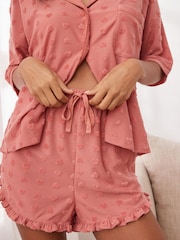 Pink Heart Towelling Button Through Short Set Pyjamas - Image 5 of 9