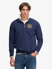 Superdry Blue Gothic Varsity Half Zip Sweatshirt - Image 1 of 6