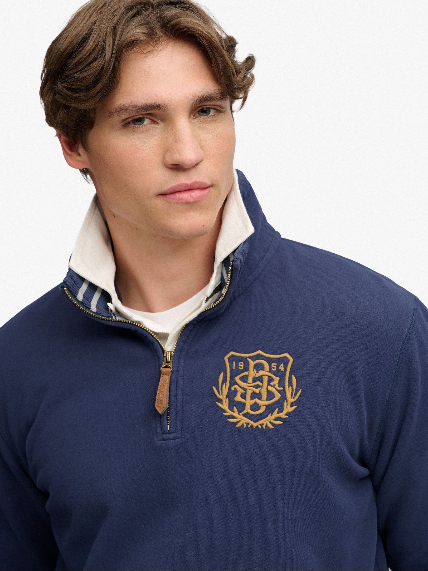 Buy Superdry Blue Gothic Varsity Half Zip Sweatshirt from Next USA
