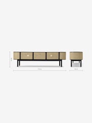 MADE.COM Black Stain Oak and Rattan Ankhara TV Unit - Image 2 of 3