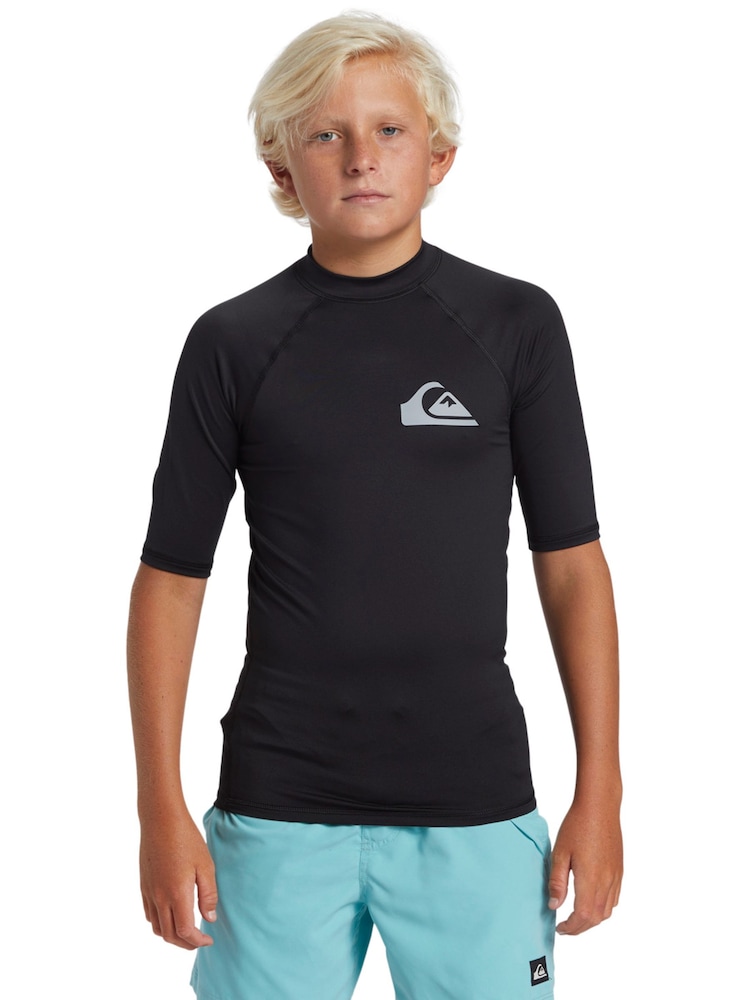 Quiksilver Black Boys Youth Short Sleeve UPF50 Rash Vest - Image 1 of 6