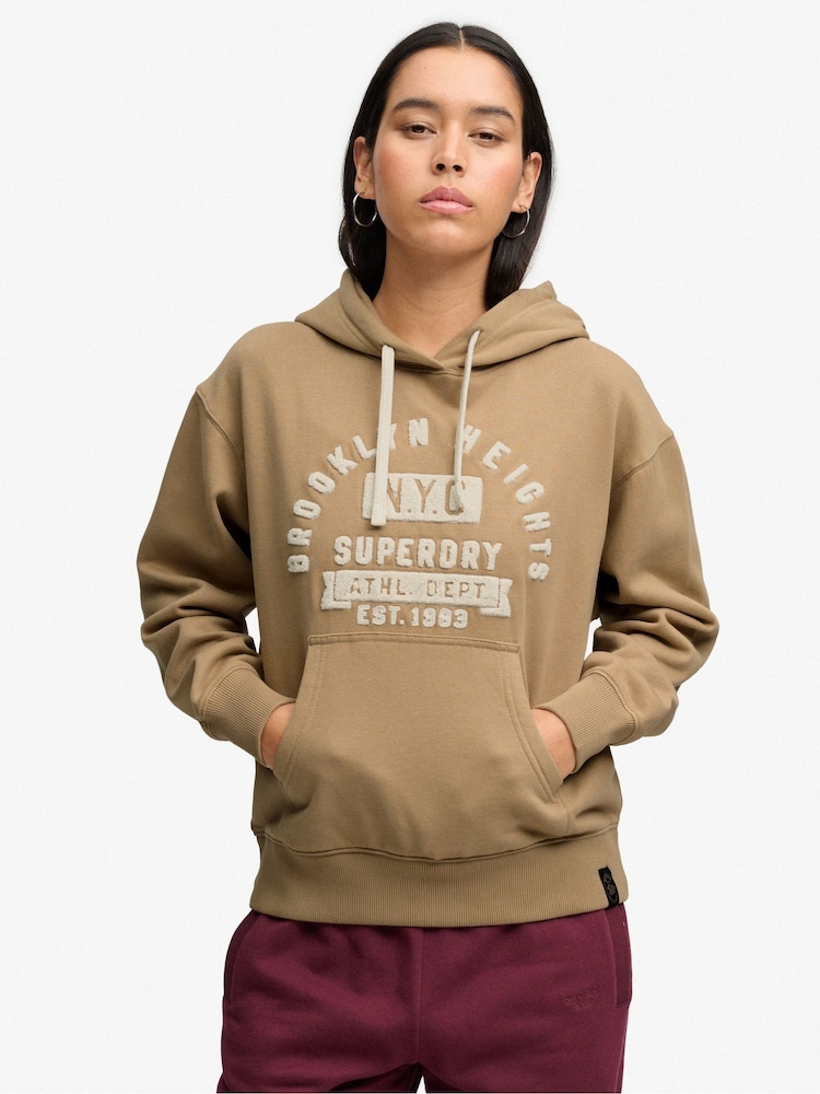 Superdry Natural Vintage Prep Chenille Hoodie - Image 1 of 6 Superdry Natural Vintage Prep Chenille Hoodie - Image 1 of 6