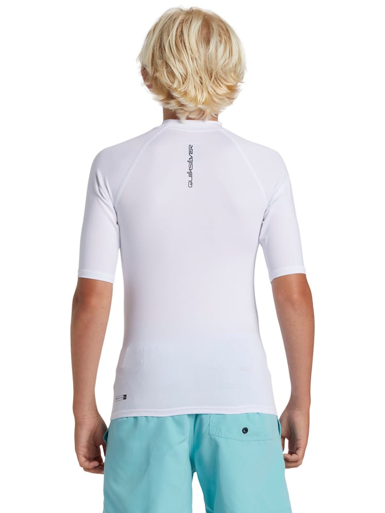Quiksilver White Youth Short Sleeve UPF50 Rash Vest - Image 2 of 6 Quiksilver White Youth Short Sleeve UPF50 Rash Vest - Image 2 of 6