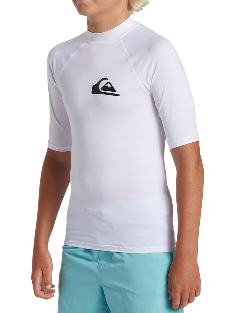 Quiksilver White Boys Youth Short Sleeve UPF50 Rash Vest - Image 4 of 6