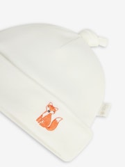 JoJo Maman Bébé Cream Fox Embroidered Cotton Baby Hat - Image 2 of 3