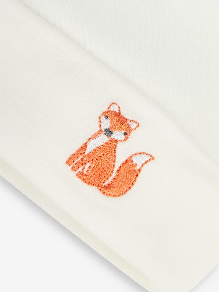 JoJo Maman Bébé Cream Fox Embroidered Cotton Baby Hat - Image 3 of 3