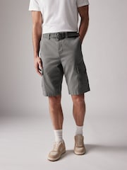 Charcoal Grey Belted Cargo Shorts - Image 1 of 12