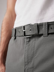 Charcoal Grey Belted Cargo Shorts - Image 4 of 12