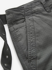 Charcoal Grey Belted Cargo Shorts - Image 9 of 12