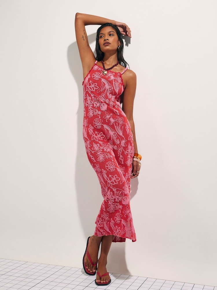 River Island Sleeveless Shell Embroidered Crochet Maxi Dress - תמונה 1 מתוך 4