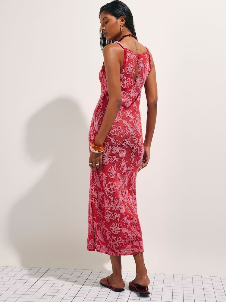 River Island Sleeveless Shell Embroidered Crochet Maxi Dress - תמונה 2 מתוך 4