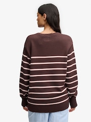 Superdry Brown Oversized Stripe Jumper - Image 2 of 4