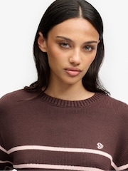Superdry Brown Oversized Stripe Jumper - Image 3 of 4