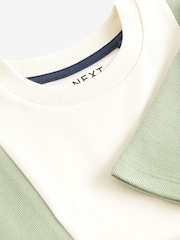 Green/ Ecru Oversized 100% Cotton Short Sleeve Colourblock T-Shirt (3-16yrs) - Image 3 of 3