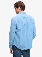 Superdry Blue Garment Dyed Long Sleeve Shirt - Image 3 of 5