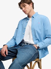 Superdry Blue Garment Dyed Long Sleeve Shirt - Image 5 of 5