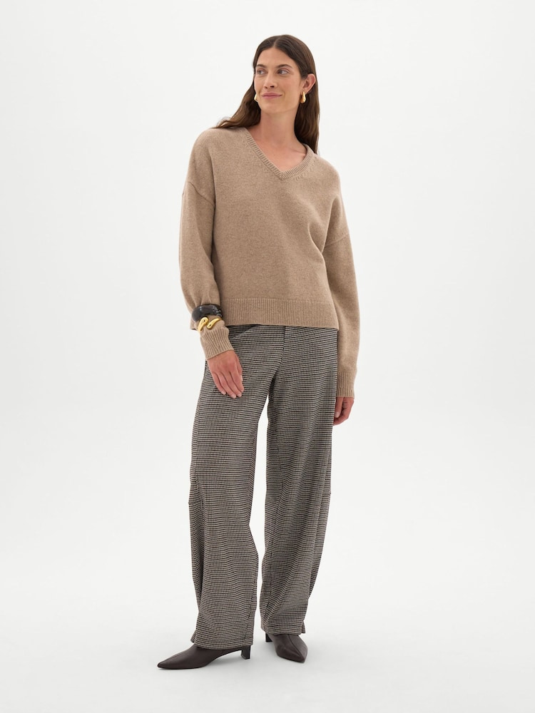 Hush Brown Millie Merino Wool V-Neck Jumper - Image 2 of 5