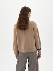 Hush Brown Millie Merino Wool V-Neck Jumper - Image 3 of 5