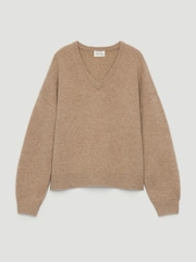 Hush Brown Millie Merino Wool V-Neck Jumper - Image 5 of 5