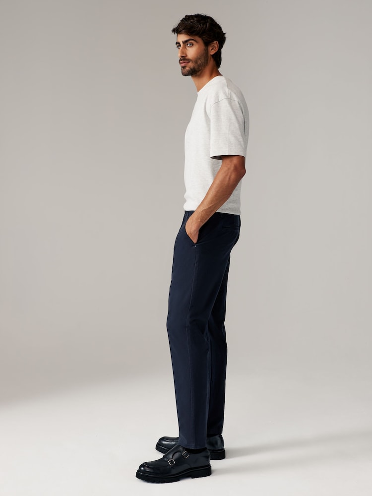 Navy Blue/Grey Charcoal Slim Fit Stretch Chino Trousers 2 Pack - Image 3 of 10