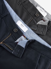 Navy Blue/Grey Charcoal Slim Fit Stretch Chino Trousers 2 Pack - Image 8 of 10