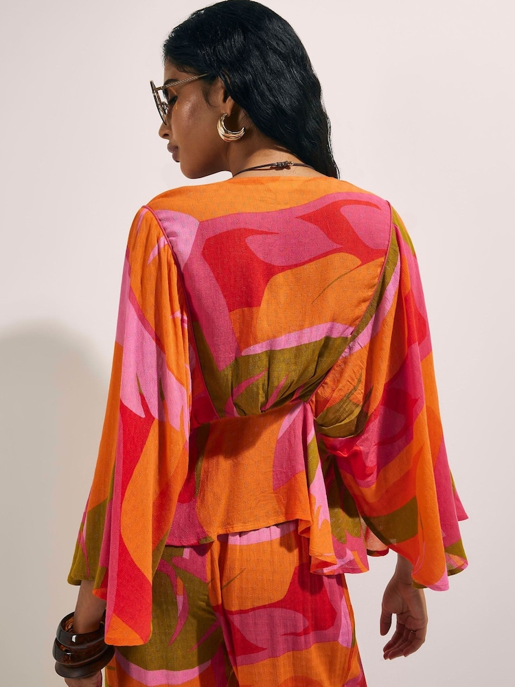 River Island Leaf Print Kaftan Top - 圖片 2/4