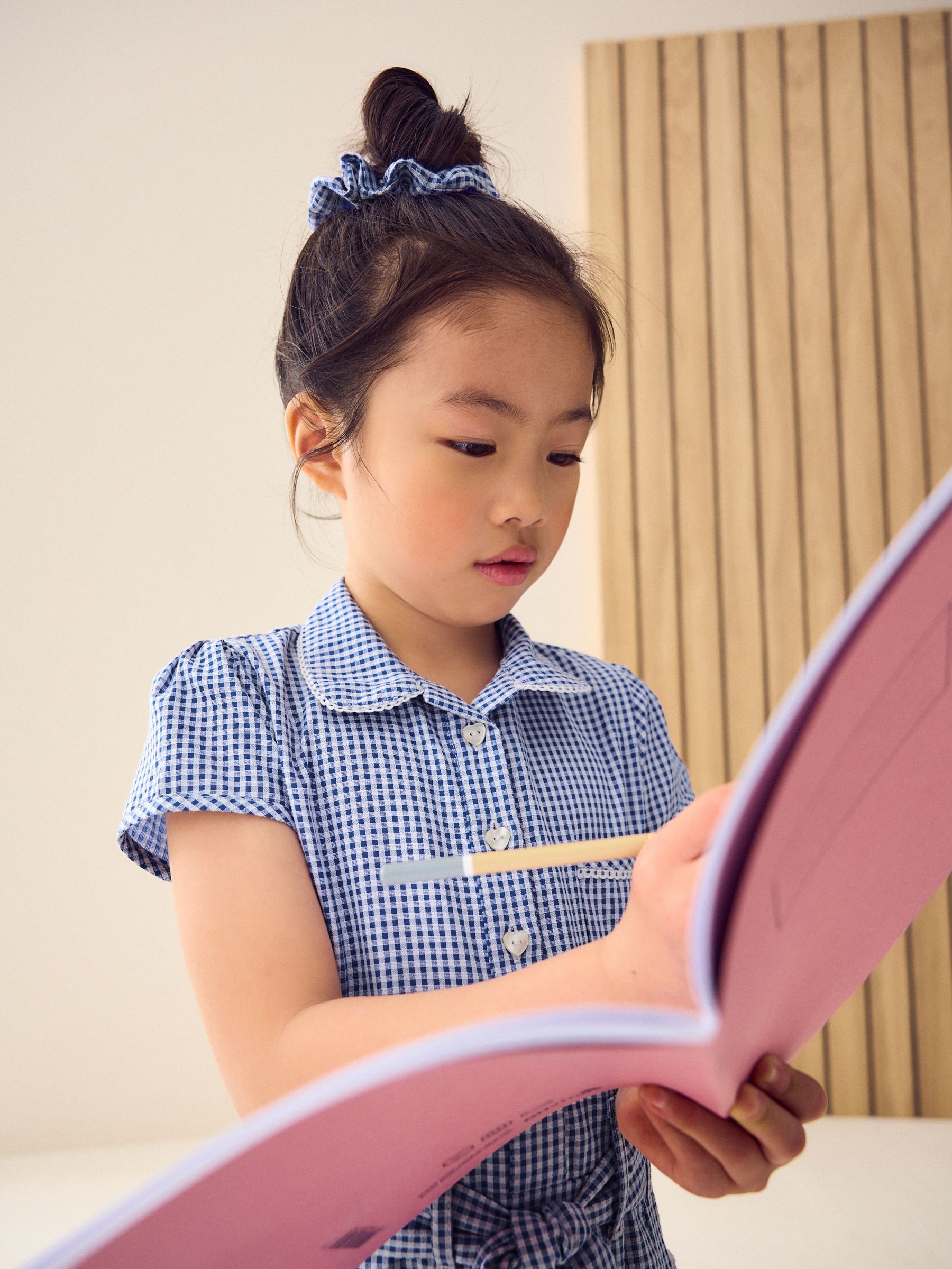 Pure cotton gingham school dress top