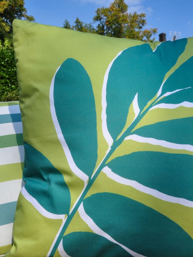 Fusion Green 100% Cotton Leaf Print Cushion - Image 2 of 4