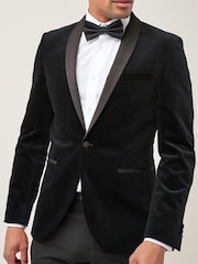 Black Slim Velvet Jacket - Image 1 of 12