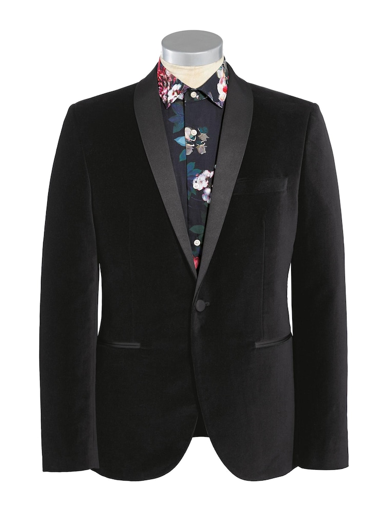 Black Slim Velvet Jacket - Image 12 of 12