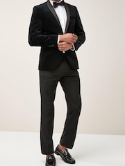 Black Slim Velvet Jacket - Image 5 of 12
