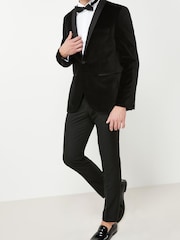 Black Slim Velvet Jacket - Image 6 of 12