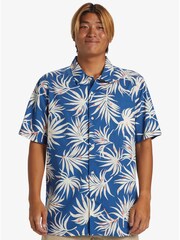Quicksilver Blue Leaf Print Beachclub Short Sleeve Shirt - Image 1 of 8