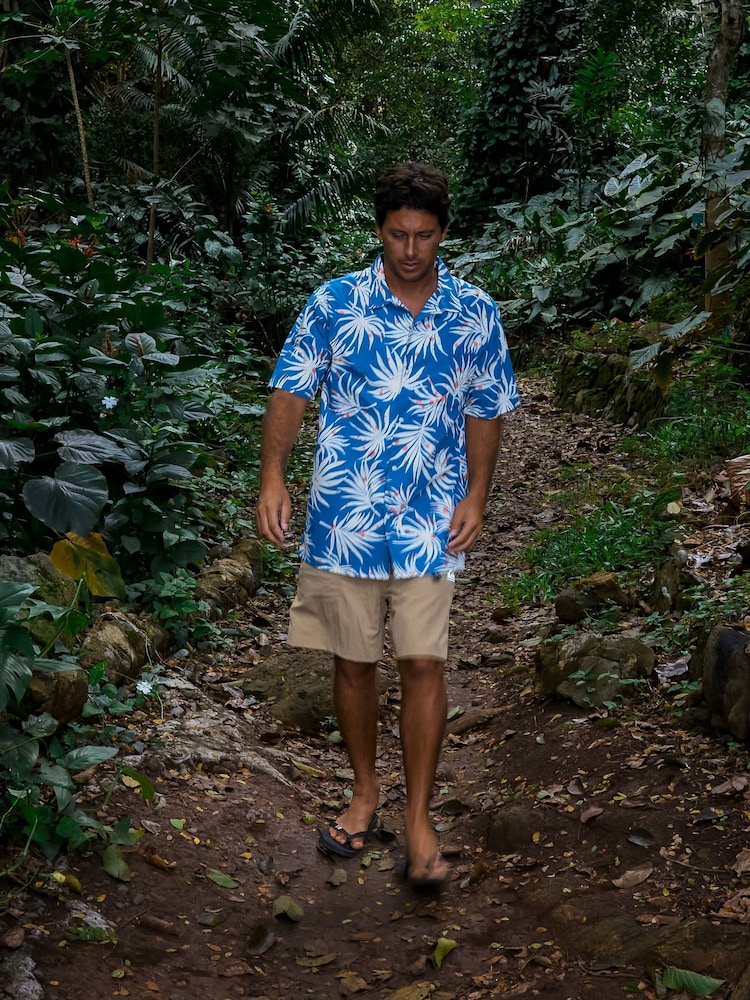 Quicksilver Blue Leaf Print Beachclub Short Sleeve Shirt - Image 2 of 8