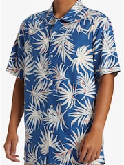 Quicksilver Blue Leaf Print Beachclub Short Sleeve Shirt - Image 5 of 8