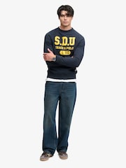 Superdry Blue Athletic Felt Applique Crew Neck Sweatshirt - Image 3 of 5