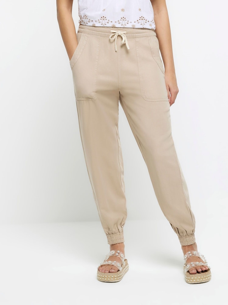 River Island Beige Cuffed Joggers - Image 1 of 6