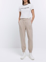 River Island Beige Cuffed Joggers - Image 3 of 6