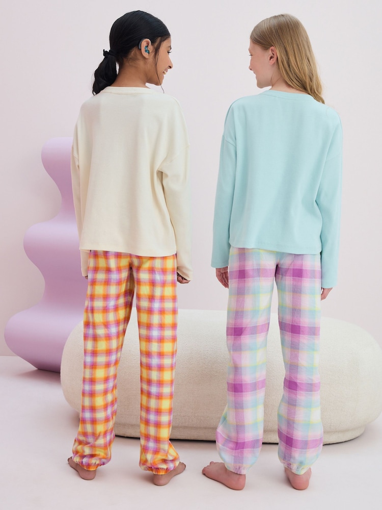 Bright Pastel Woven Check Pyjamas 2 Pack (3-16yrs) - Image 3 of 9